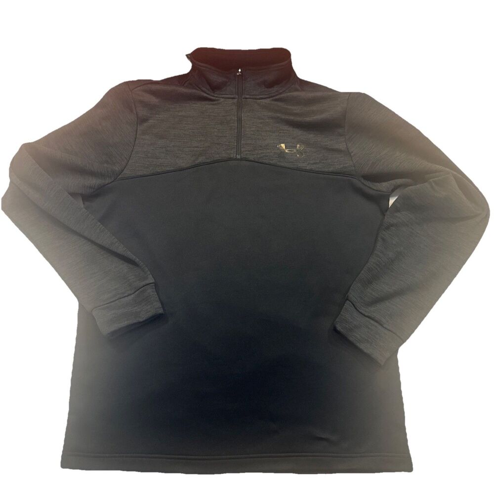 Under Armour Men's Black Gray 1/4 Zip Pullover Mock Neck Activewear Top Size M